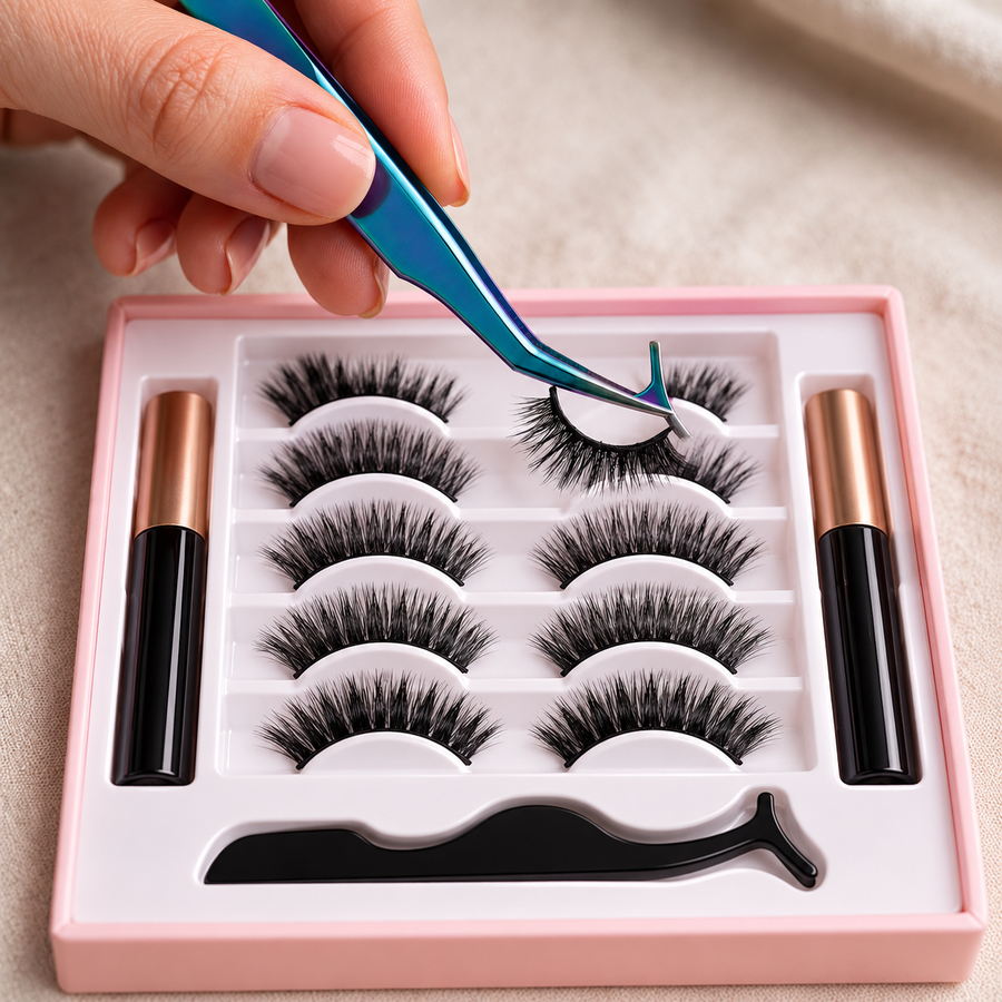 Pick a lash with the applicator